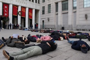 NLG students at Brooklyn Law School hold a Black Lives Matter die-in, December 2014. (Via facebook.com/nlgstudents
